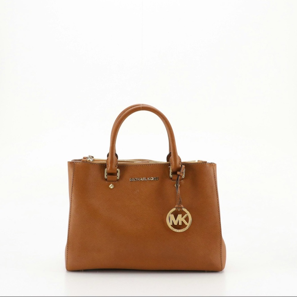 Michael Kors Sutton Two Way Satchel Tan/Camel Leather
